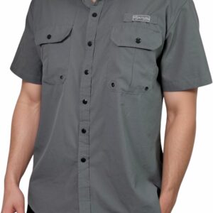 Men’s UV UPF 50+ Sun Protection Short Sleeve Shirt, Fishing Shirts for Men, Poncho Shirts for Men, Button Up Shirts for Men