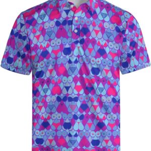 Funny Golf Polos for Men Funny Print Short Sleeve Golf Shirts Quick-Dry Polo Shirts Short Sleeve Hawaiian Polo Shirts