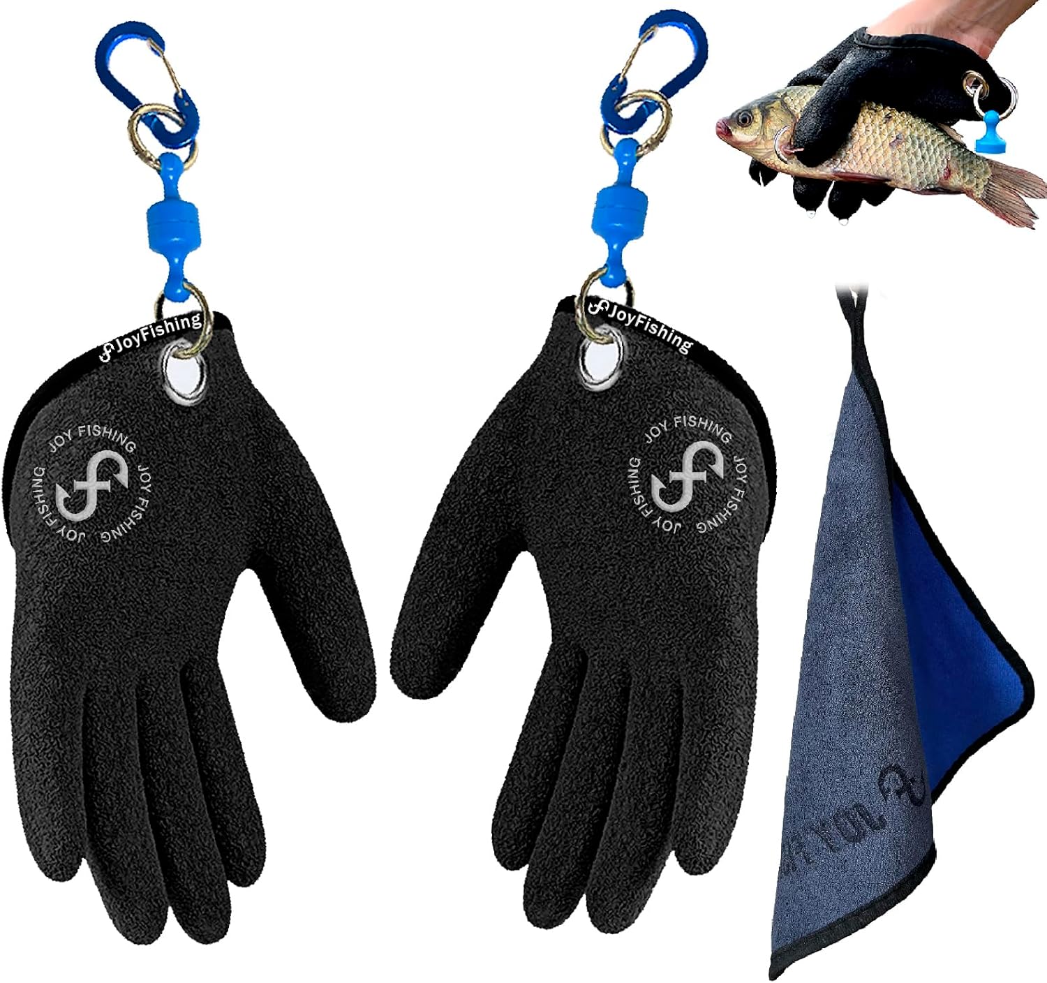 Professional Fishing Gloves,Catch Fish Gloves with Magnet Hooks, Anti-Slip Fishing Gloves Protects Hand Gloves,Fish Cleaning Gloves Fishing Set(Black)…