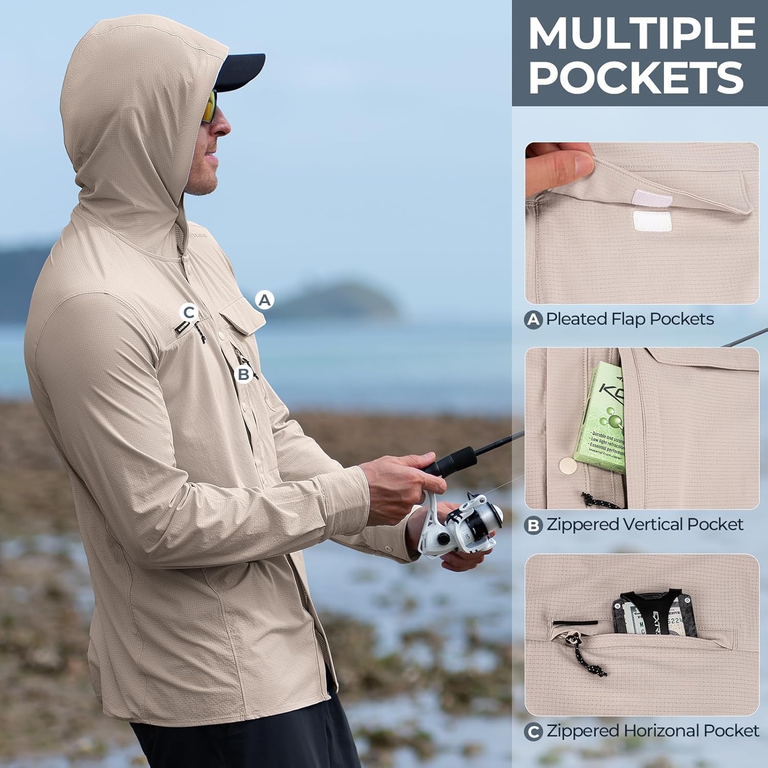 KastKing Baxter Pass UPF 50+ Long Sleeve Shirt with Hood - Breathable, Quick-Dry, 4-Way Stretch, Multi Design for Outdoors - Image 5