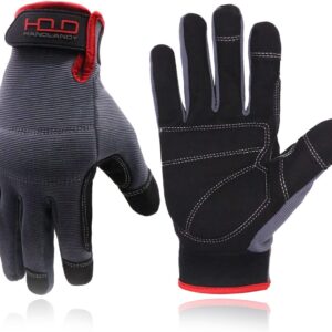 HANDLANDY Work Gloves for Men & Women, Utility Mechanic Working Gloves Touch Screen, Flexible Yard Work Gloves