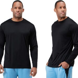 DEVOPS 2 Pack Men’s Sun Protection Shirts UV SPF UPF 50+ Long Sleeve Rash Guard Fishing Running Quick Dry Lightweight