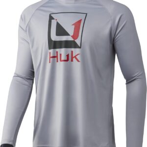 Huk Men’s Americana Flag Pursuit | Long Sleeve Performance Fishing Shirt with +30 UPF Sun Protection