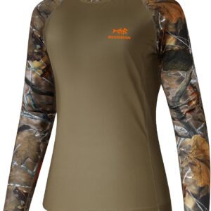 BASSDASH Women’s Camo Hunting Shirt Long Sleeve UPF 50+ Sun Protection Performance Tee Fishing Hiking