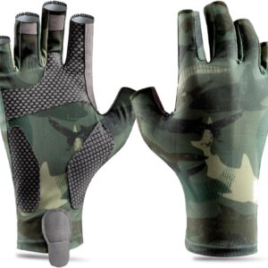 Fishing Gloves UPF50+ Sun Gloves UV Protection Fingerless Fishing Gloves for Men and Women Fishing, Kayaking, Rowing, Paddling, Cycling, Hiking