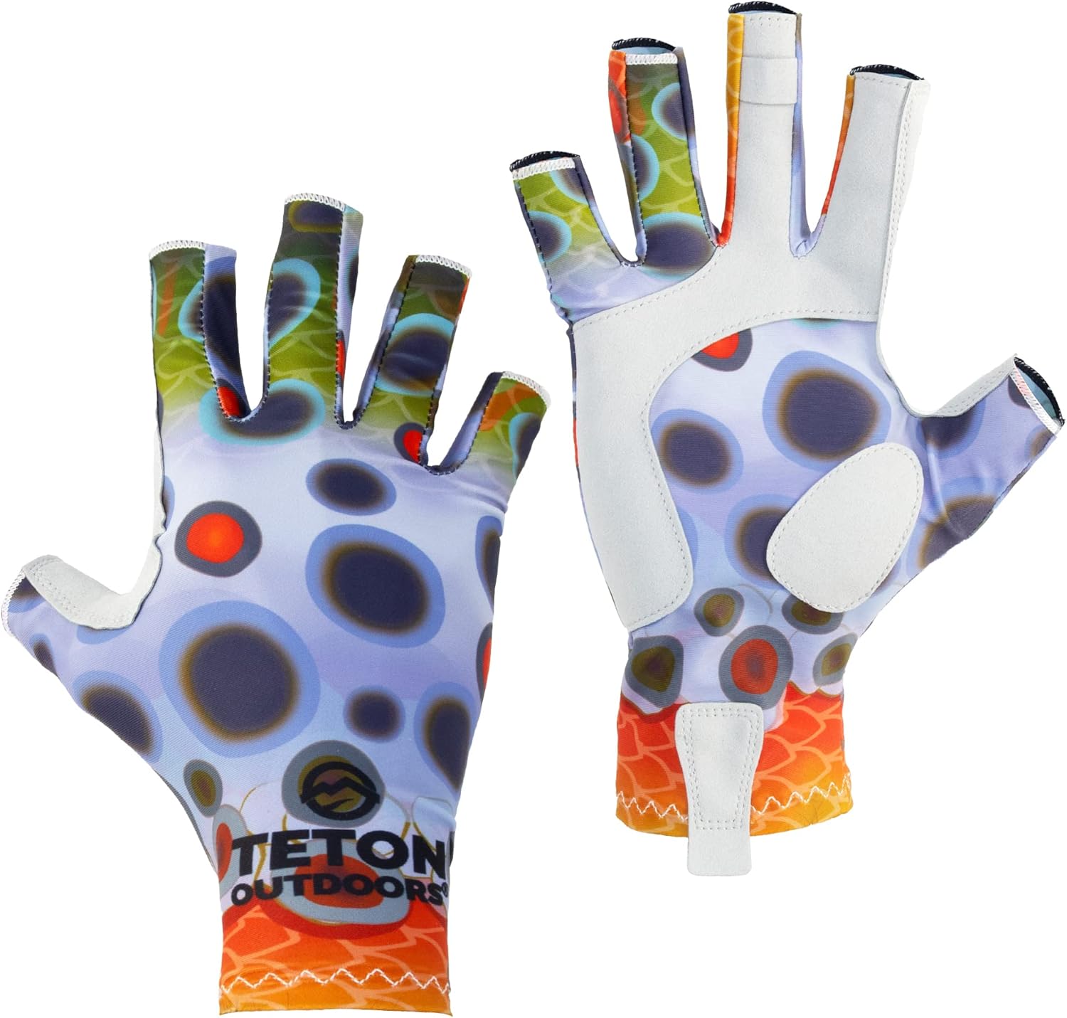 Trout Series Quick Dry SPF50+ Performance Sun Gloves for Men & Women Perfect for Fishing, Kayaking, Boating, Fly Fishing Great Patterns Brown Brook Cutthroat Golden Rainbow