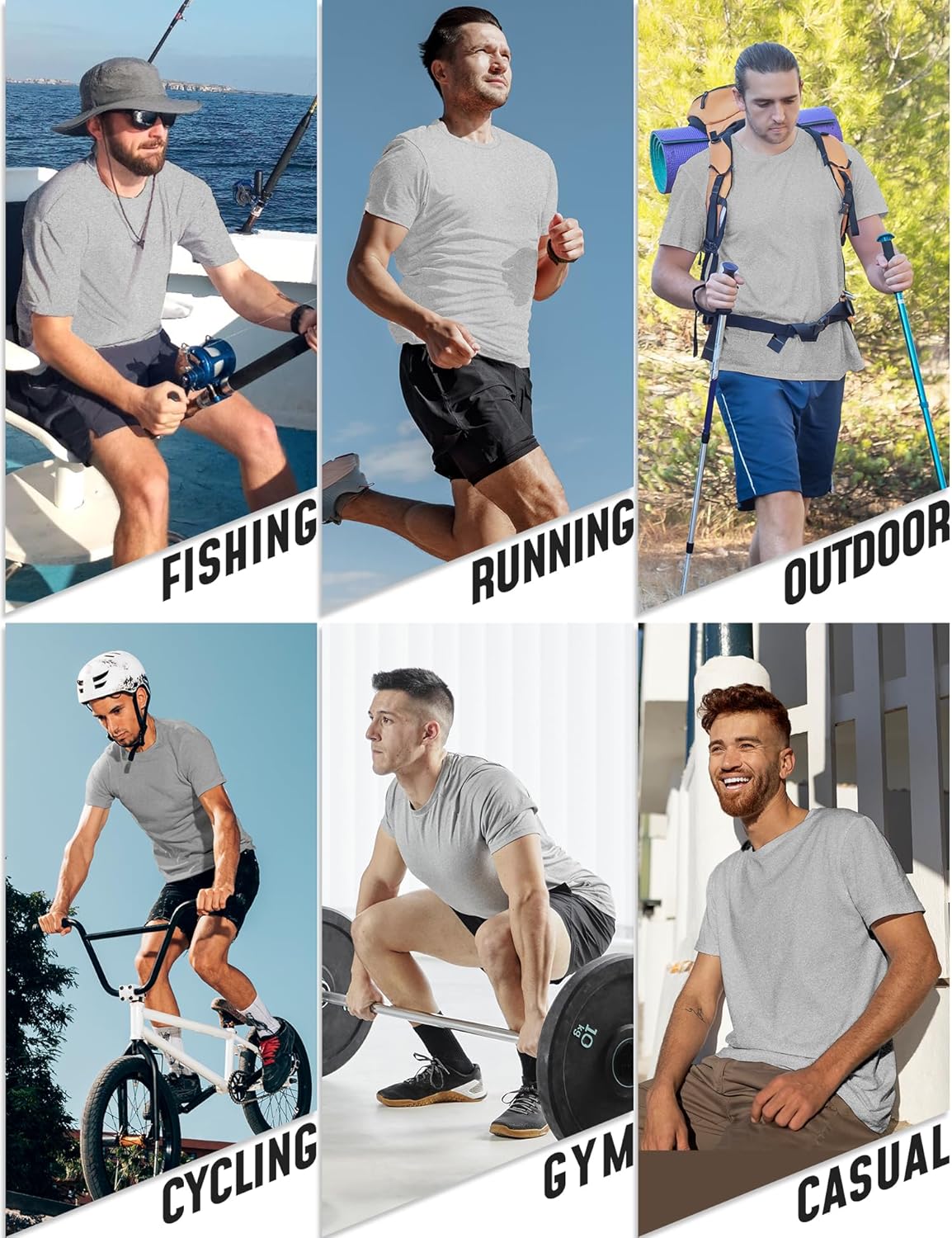 Men's T-Shirts Dry Fit UPF 50+ Short Sleeve Workout Athletic Casual Gym Running Tee Fishing Tops Rash Guard Shirts - Image 5
