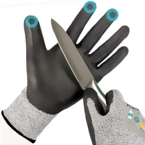 Cut Resistant Gloves, ANSI A2 Cutting Gloves, PU Coated Anti Cut Gloves C2, Touchscreen, Multi-Purpose, 1 Pair, Medium
