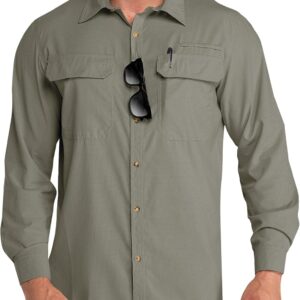 Outdoor Ventures Men’s UPF 50+ UV Sun Protection Shirt, Long Sleeve Hiking Fishing Shirt Cooling Quick Dry for Safari Travel