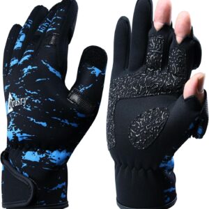 Drasry Neoprene Fishing Gloves Touchscreen 3 Cut Fingers Warm Cold Weather Suitable for Men and Women Ice Fishing Fly Fishing Photography Motorcycle Running Shooting