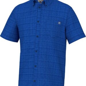 HUK Men’s Kona Pattern Short Sleeve Fishing Button Down Shirt