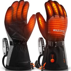 Heated Gloves for Men Women 7.4V Battery 22.2WH Rechargeable Heated Ski Gloves Touchscreen Waterproof Electric Heated Fishing Gloves for Winter Outdoor Work Skiing Hiking Camping Raynaud Riding
