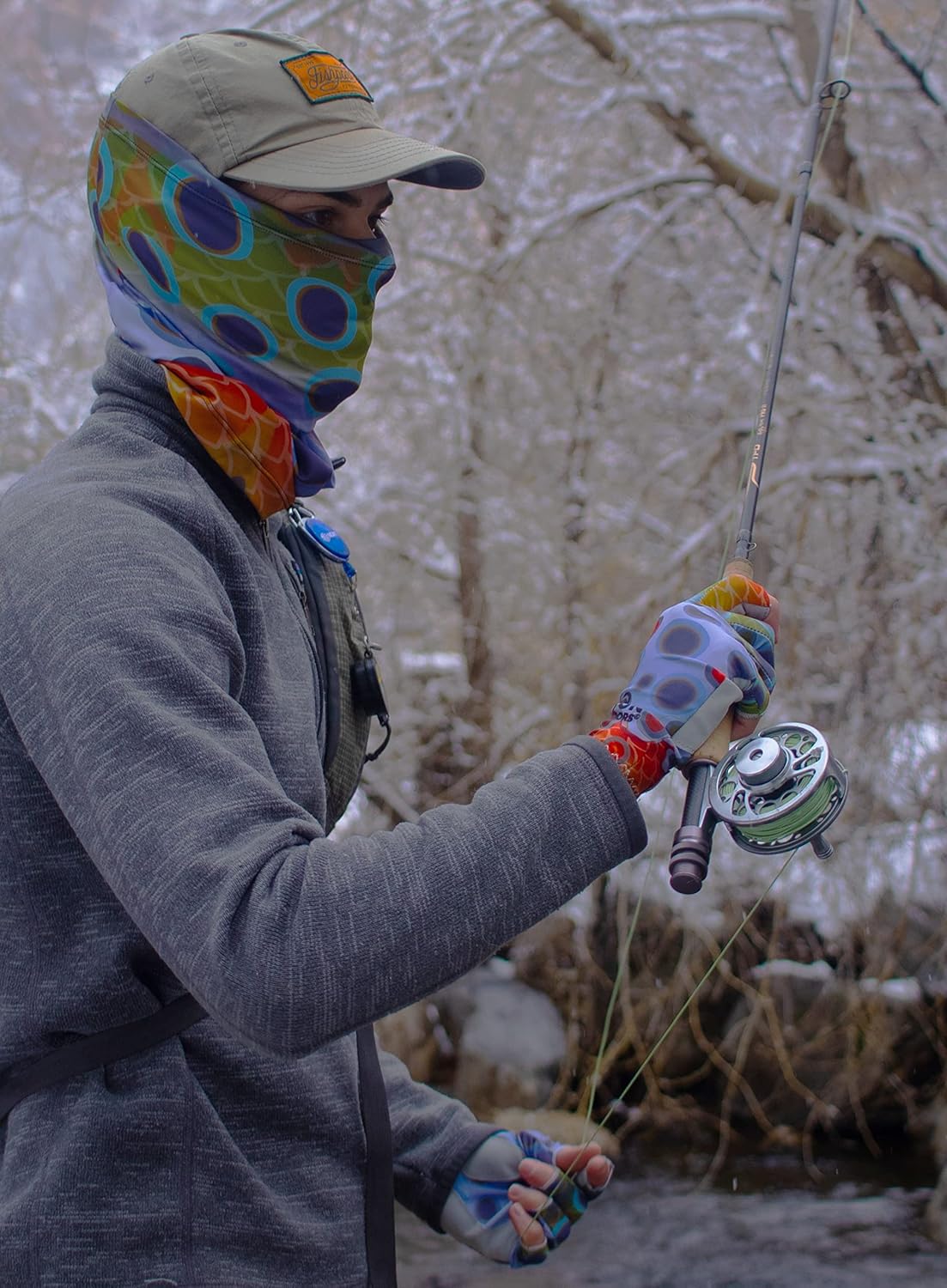 Trout Series Quick Dry SPF50+ Performance Sun Gloves for Men & Women Perfect for Fishing, Kayaking, Boating, Fly Fishing Great Patterns Brown Brook Cutthroat Golden Rainbow - Image 3