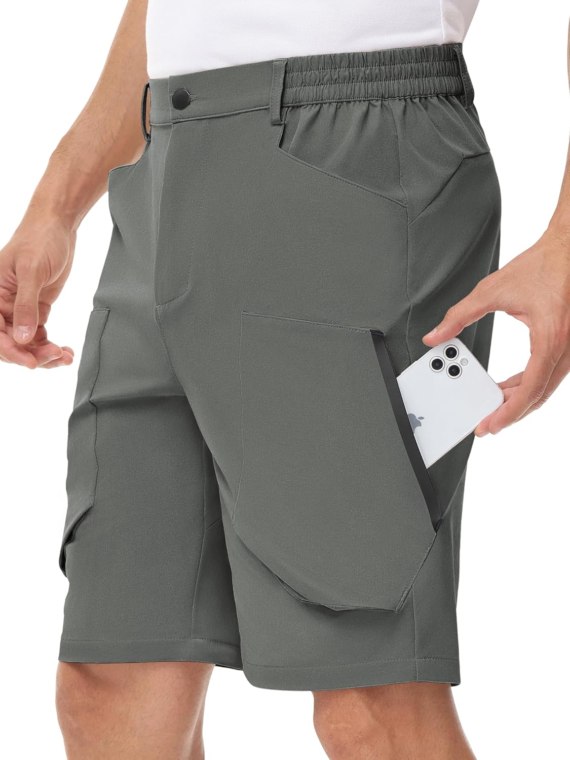 LUSHENUNI Men's Hiking Cargo Shorts 9" Quick Dry Lightweight Stretch Golf Shorts Men Fishing Work Travel with Zipper Pockets