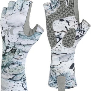 KastKing San Rafael Fishing Gloves, UPF 50 Sun Protection 1/2 Fingerless Gloves Quick-Dry, Extended Cuff UV Protection Gloves for Outdoor, Kayaking, Rowing, Paddling, Canoeing, Hunting