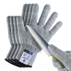 Cutting Gloves,2 Pairs Food Grade Level 5 Protection, Safety Kitchen Cut Gloves for Oyster Shucking, Fish Fillet Processing, Mandolin Slicing, Meat Cutting and Wood Carving(Gray-Madium)