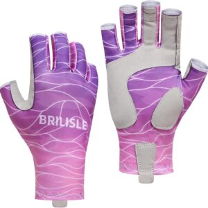 Fishing Gloves for Women UPF 50+, Sun Uv Protection Fingerless Anti-Slip Gloves for Kayaking Paddling Hiking Sailing Rowing Driving Canoeing
