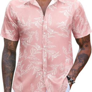 COOFANDY Mens Hawaiian Shirts Short Sleeve Button Down Aloha Shirt Casual Beach Clothes