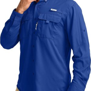 Men’s Sun Protection Fishing Shirts Long Sleeve Travel Work Shirts for Men UPF50+ Button Down Shirts with Zipper Pockets