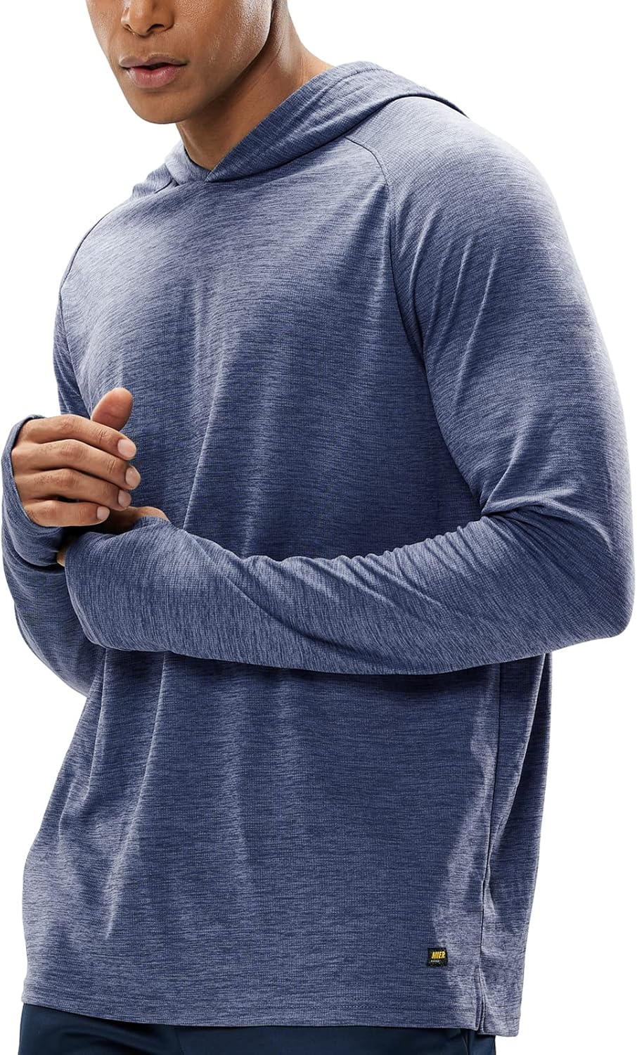 MIER Men's UPF 50+ Sun Protection Hoodie Long Sleeve SPF Fishing Hiking Running Thumbhole Shirts Hooded Quick Dry Lightweight