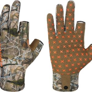 BASSDASH Unisex Fingerless Camo Hunting Gloves for Men’s Women’s Early Season Warm Weather UPF 50+ Lightweight Fishing Photography HG03