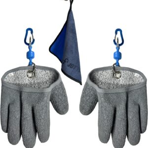 Fishing Glove for Men with Magnet Release,Fisherman Professional Catch Fish Gloves Cut/Puncture, Fish Handling Gloves with fishing towel for outdoor fishing
