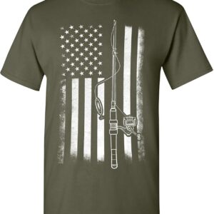 American Flag Fishing T-Shirt, Funny Mens Fishing Shirts, Mens Graphic T-Shirts