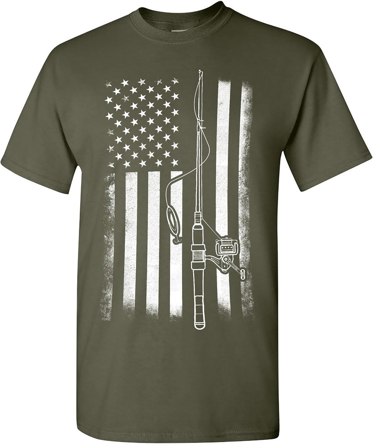 American Flag Fishing T-Shirt, Funny Mens Fishing Shirts, Mens Graphic T-Shirts