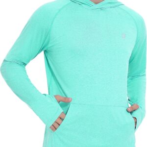 Long Sleeve Sun Shirts for Men – UPF 50+ UV Protection Hoodie Shirt with Pocket for Fishing Running Hiking Swim Rash Guard