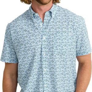 HUK Kona Solid Short Sleeve Fishing Button Down Shirt for Men