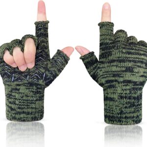 GSAFEME Winter Wool Fishing Gloves Snow Cold Weather Warm for Men or Women Full Fingers Army Green for Fishing, Photography