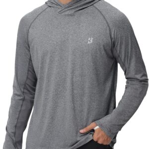 Roadbox UPF 50+ Fishing Shirts for Men – Long Sleeve UV Sun Protection Hoodie Shirt for Running Athletic Workout Hiking