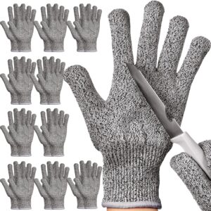Chuarry 10 Pairs Cut Resistant Gloves Cutting Proof Gloves Level 5 Protection Kitchen Cuts Gloves for Shucking Fish (Gray,X-Large)
