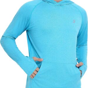Long Sleeve Sun Shirts for Men – UPF 50+ UV Protection Hoodie Shirt with Pocket for Fishing Running Hiking Swim Rash Guard