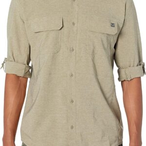 HUK Men’s A1a Long Sleeve Fishing Button Down Shirt +30 UPF