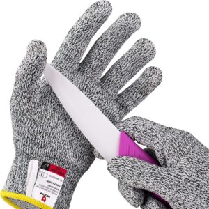 NoCry Kids Cutting Gloves, XS (8-12 Years) – 100% Food Grade Kids Fishing Gloves with Level 5 Protection – Ideal as Wood Carving Gloves or Whittling Gloves for Kids – Free eBook Included