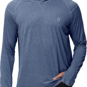 Roadbox UPF 50+ Fishing Shirts for Men – Long Sleeve UV Sun Protection Hoodie Shirt for Running Athletic Workout Hiking