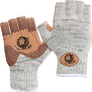 Fish Monkey Wool Half Finger Winter Cold Ice Fishing Glove with Four Way Stretch and Non-Slip Superior Grip for Women and Men