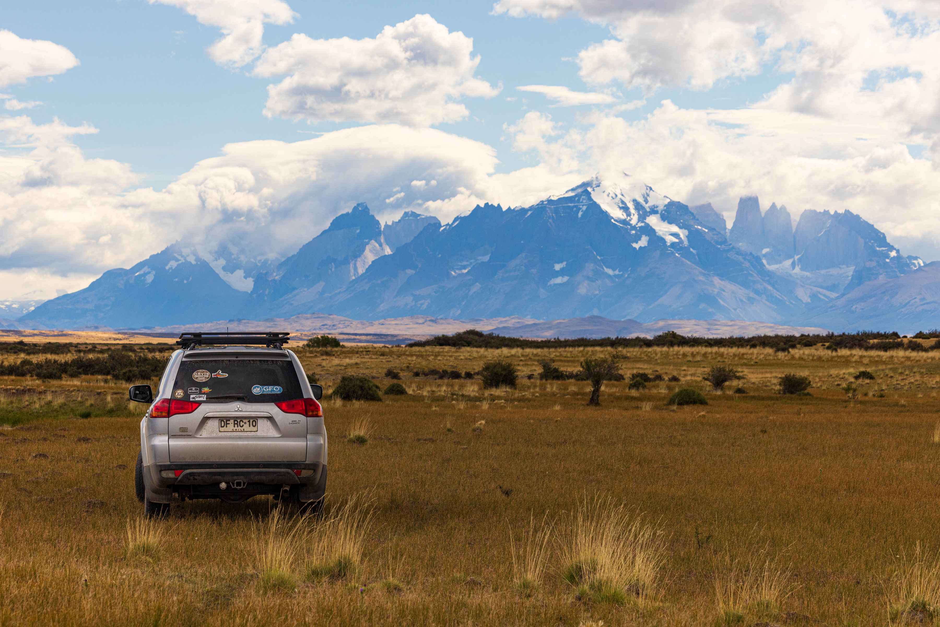 suv on a ranch near torres del paine