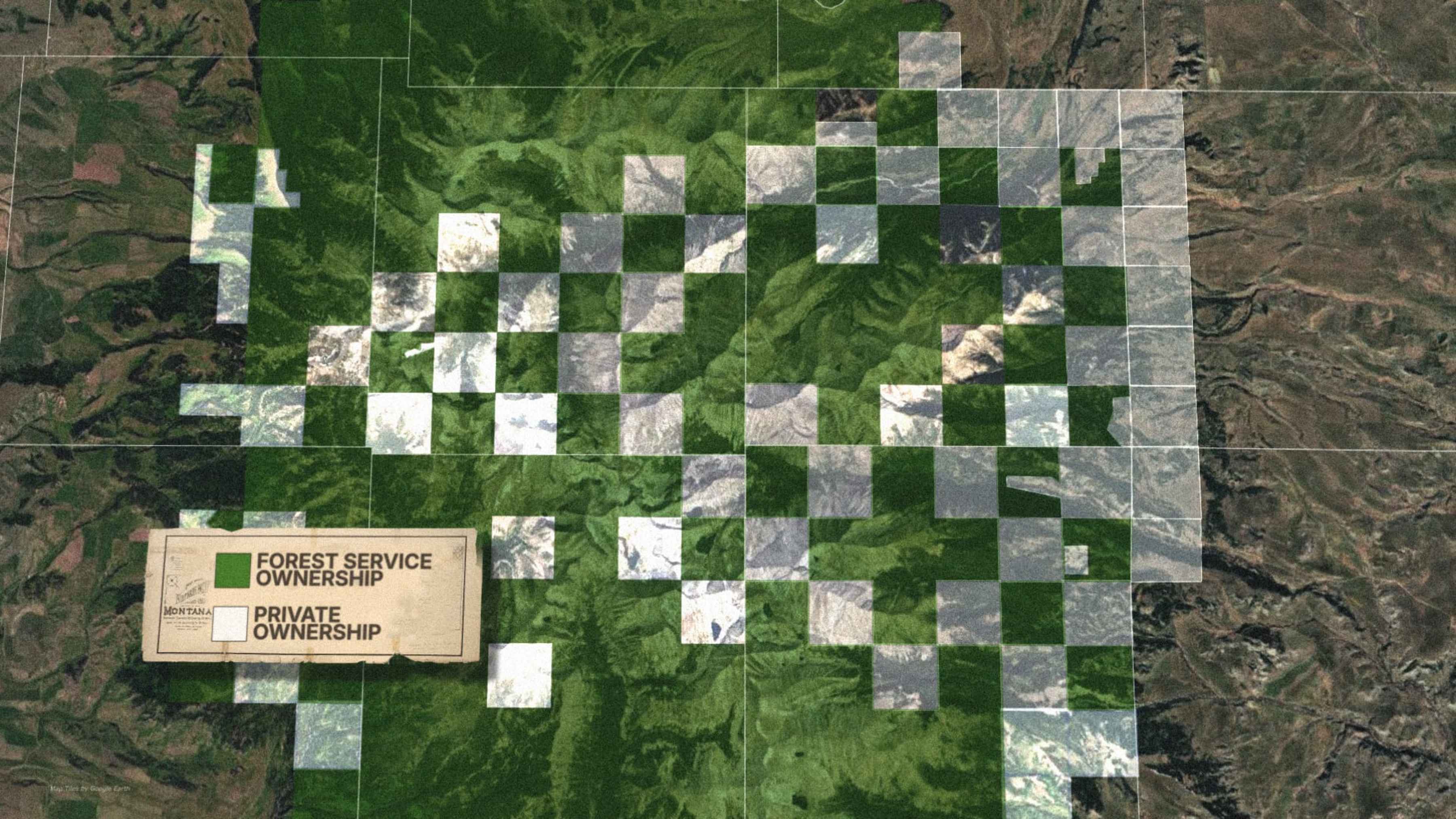 crazy mountains checkerboard pattern land ownership