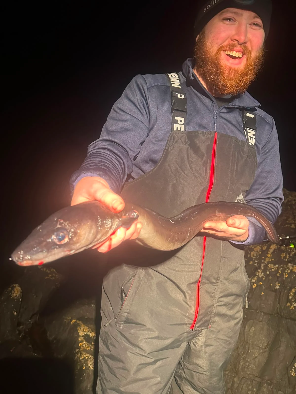 Ricky McCondochie with a Conger Eel caught from a secret mark