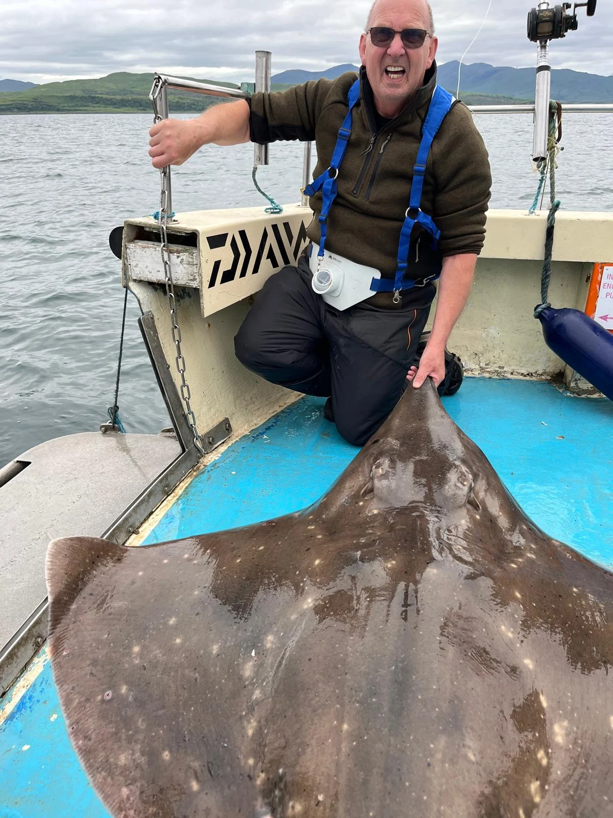 Chris Connolly with a Skate caught aboard the Laura Dawn