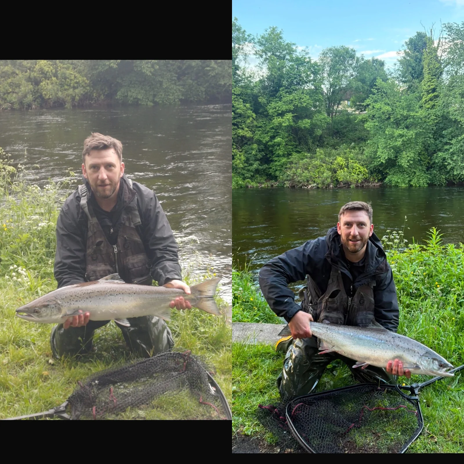 Richard Fieldman with a Salmon caught worming on the River Leven