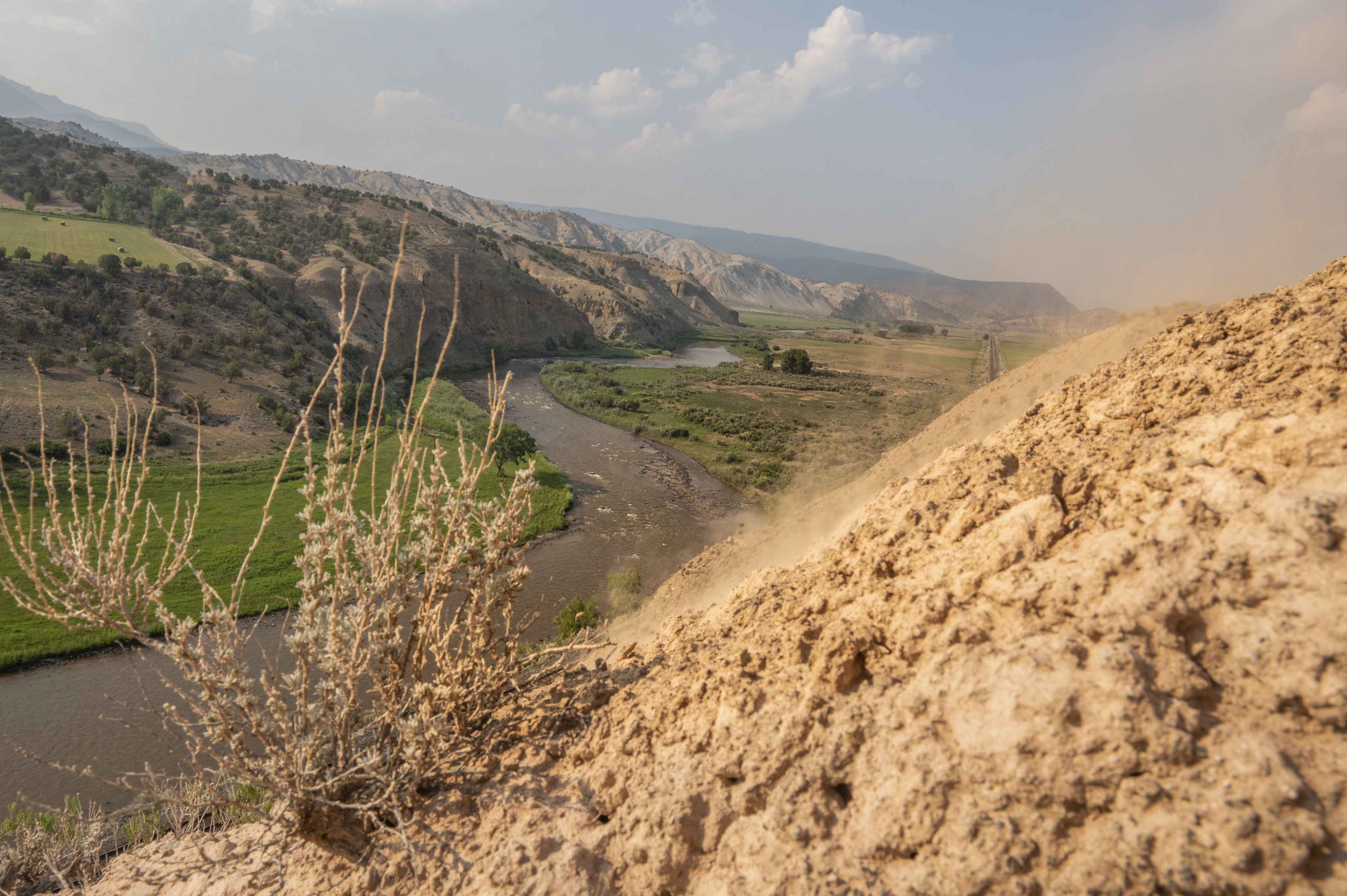 dusty hillside drought conditions river