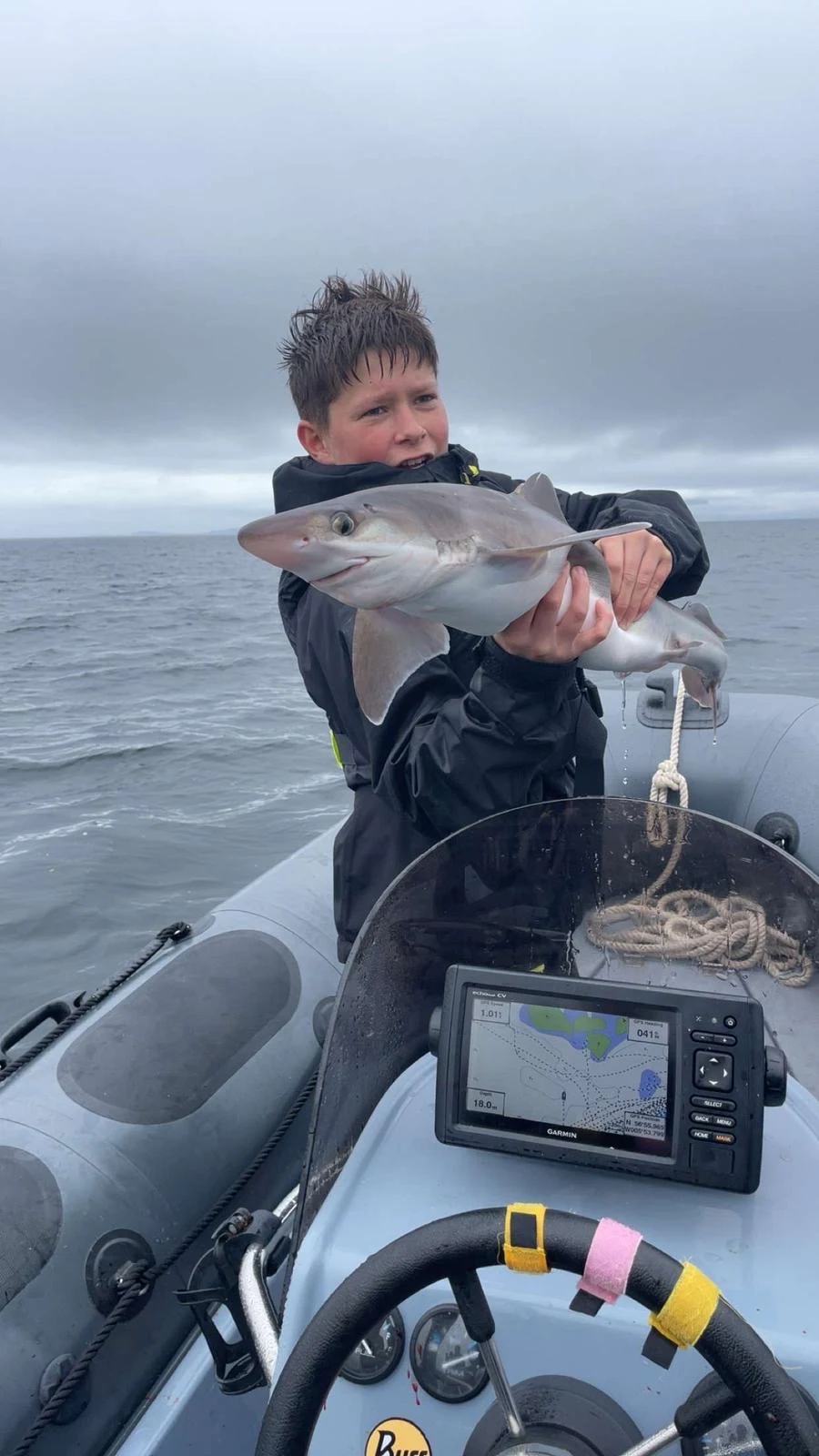 Coire Chalmers Thomson with a Smoothhound caught on mackerel off Arisaig