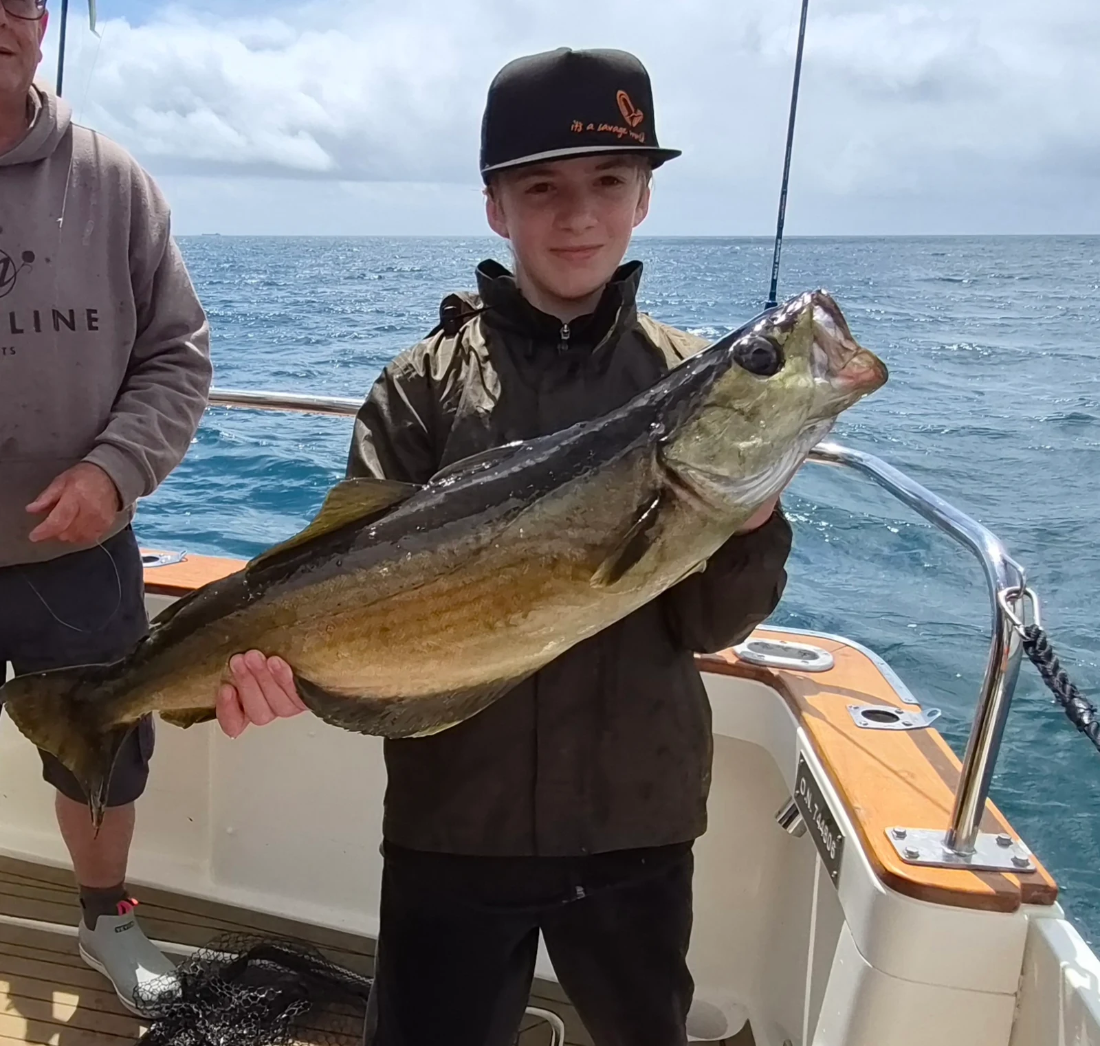 Isaac Savage with a Pollack caught on a Skerries Pro Fishlocker Sandeel near the Manacles in Cornwall